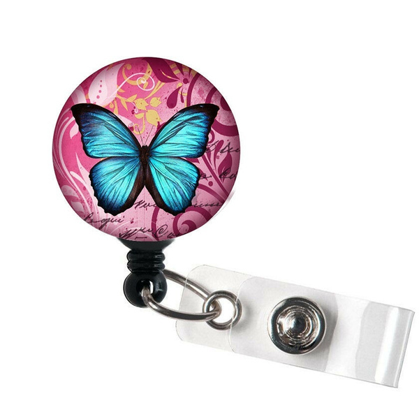 Retractable ID Badge Reel Great Gift Idea Butterfly Badge Holder