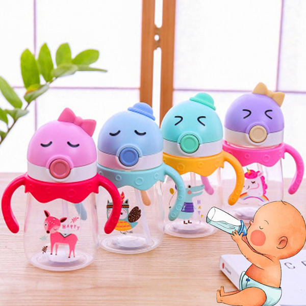 Cartoon Baby Feeding Cups Drinking Water Bottle Sippy Cup For Kids with  Straw