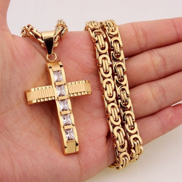 thumbnail image 2 of Heavy 316L Stainless Steel Bible Cross Wrist Chain Bracelet | Men's 8.26 Inch 2 of 5