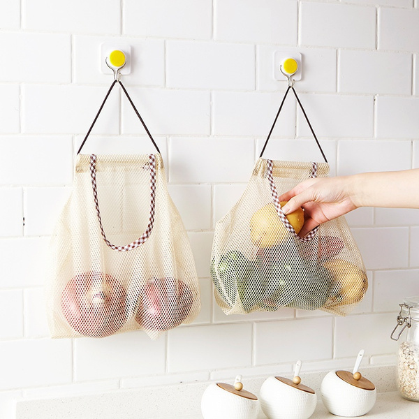 Fruit Vegetable Garlic Onion Hanging Storage Bag Mesh Bag Organizer Home Kitc MQ 