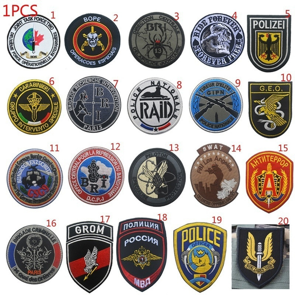 Police Swat team Military Force Embroidery Hook badge patches world's ...