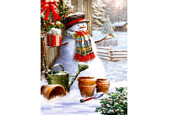 5d Christmas Diamond Painting Kits For Adults,dimond Dotz Full Drill  Diamond Gem Art Kits Snowman Craft Paint By Number For Home Wall Decor