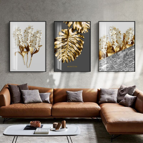 Canvas Art Print Gold Leaf Wall Decoration Posters And Prints Foil Oil Painting On Home Unframed Wish - Gold Foil Wall Decor