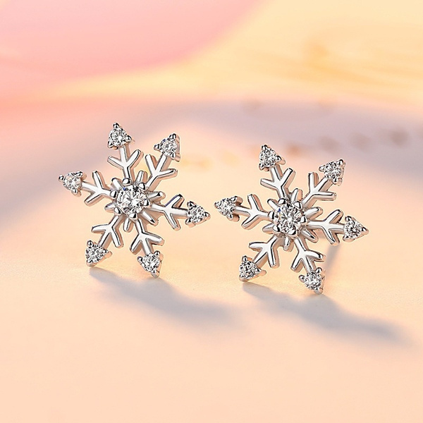 Diamond Snowflake Stud Earrings in Sterling Silver | BJ's Wholesale Club