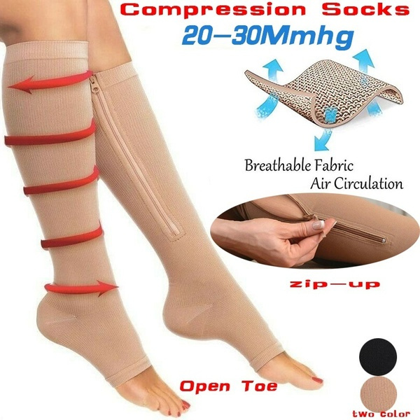 Zipper Medical Compression Socks With Open Toe Zipper Stocking for