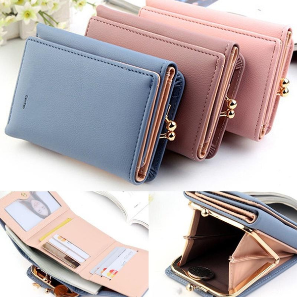 Buy Women's Wallet Purses - KQueenStar Leather Wallet Women Credit Card  Holder Ladies Purse Clutch Holder Case with Heart-Shaped Metal Buckle Gift  (Style2- Light Pink) Online at desertcartINDIA