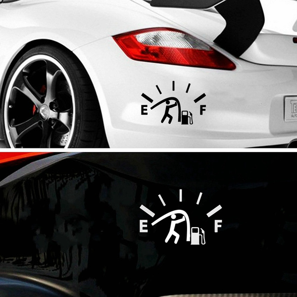 1 Pcs Funny Car Sticker Pull Fuel Tank Pointer To Full Hellaflush Reflective Vinyl Car Sticker 1094