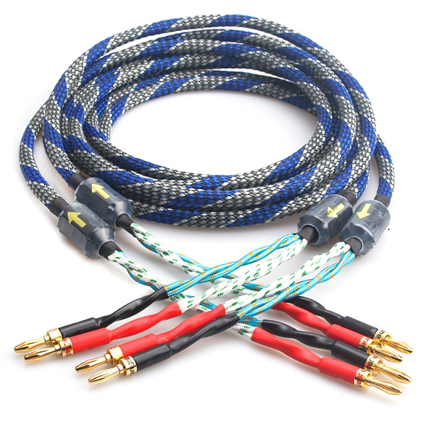 2-Pack 14 AWG Speaker Cable with Banana Plugs Banana Wire for Bi-Wire