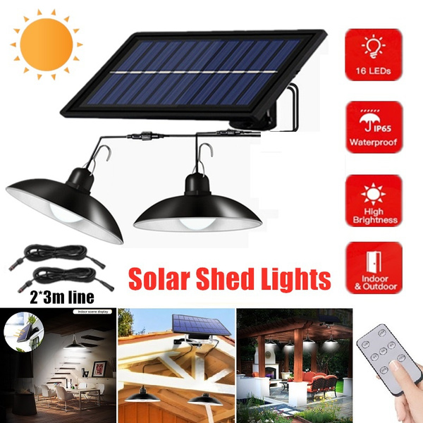 Solar Light Pendant Double Outdoor Lamp Head Garden Led Waterproof For Camping 