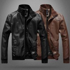 Men, leather, Coat, slim