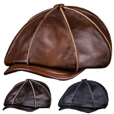 duckbillcap, forwardhat, Winter, genuine leather