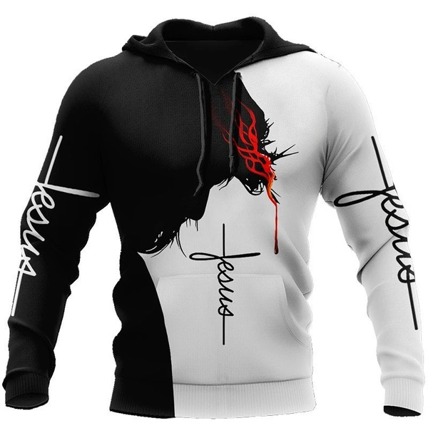 Men Women Fashion Long Sleeve 3d Printed JESUS Hoodie Sweatshirt Casual  Hooded Coat Autumn Winter Christian Religious Pullover Tops Plus Size:S-5XL