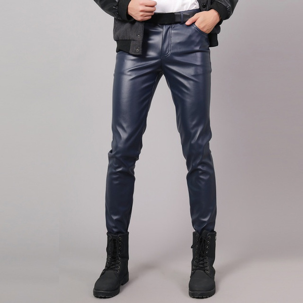 Mens on sale pleather trousers