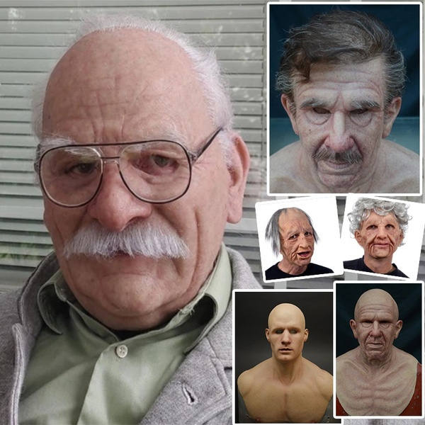 2021New 3D Old Man Latex Mask Horror Grandparents Old People Realistic
