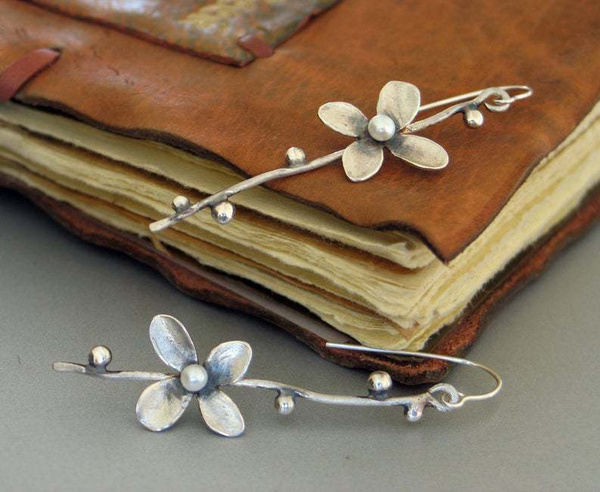 Bohimi Wind Retro Minimalist Flower Pearl Earrings 925 Silver Floral ...