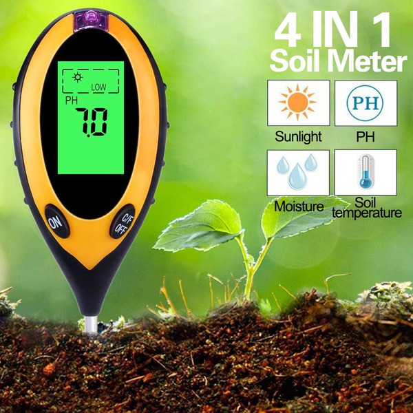 Soil Ph Meter 4in1 Digital Soil Ph Tester Moisture Monitor Temperature ...