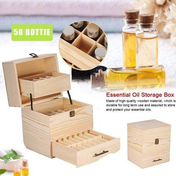 3 Layers Wooden Storage Box Case Essential Oil Bottles Aromatherapy  Container Large Organizers