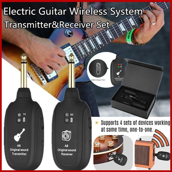 Guitar Transmitter Wireless System,Wireless Audio Transmission Set with Receiver Transmitter for Electric Guitar Bass Violin Musical Instrument for Electric Guitar Bass Violin 