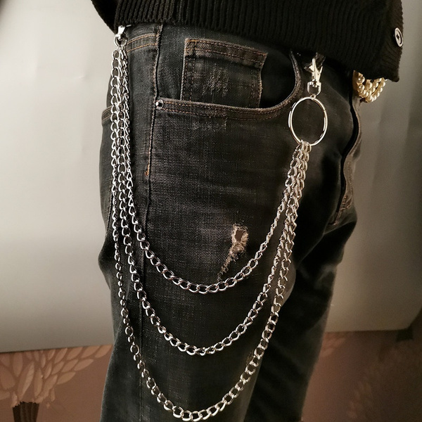 Hip-hop punk wind metal ring trouser chain stage show waist chain jeans ...