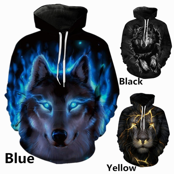 wolf print moletom com capuz