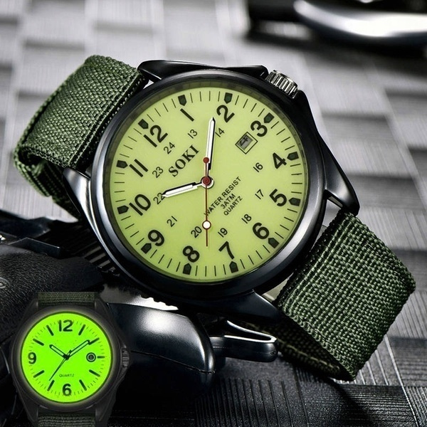 SOKI Men Wrist Watches Fashion Men's Military Watch Woven Nylon Belt  Calendar Quartz Watch for Men Under Festival Xmas Gift for Lovers -  Walmart.ca