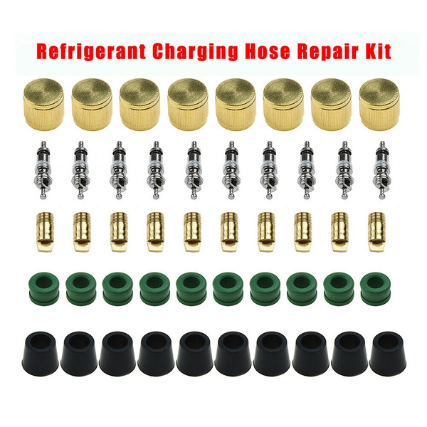 Refrigerant Charging Hose Repair Kit Cap Core Tool Set W/ 1/4&3/8