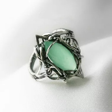 Elegant Ladies Ring 925 Sterling Silver Exquisite Creative Natural Green Gemstone Ring Party Ring Wedding Engagement Ring Anniversary Gift Size 5-11