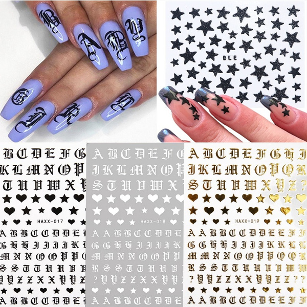 English Alphabet Nail Stickers Multi Color English Alphabet Nail