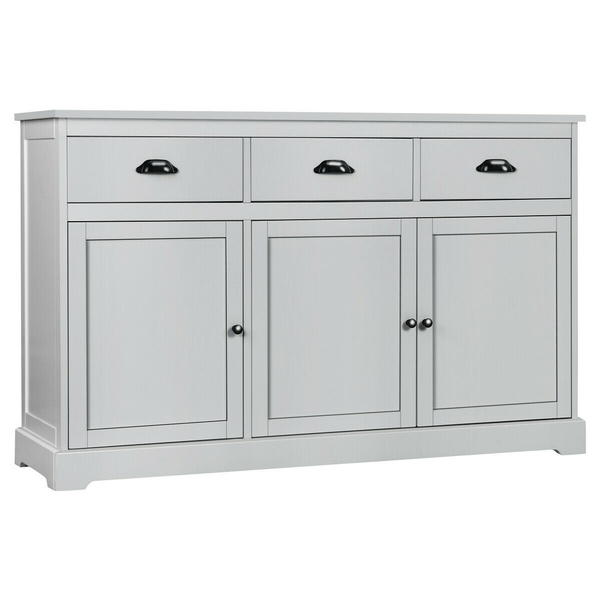 3 Drawers Sideboard Buffet Cabinet Console Table Kitchen Storage Cupboard Gray Wish 3 Drawers Sideboard Buffet Cabinet, Credenza Buffet Console Table