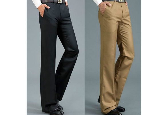 Men Bell Bottom Bootcut Pant Vintage 60s 70s Flare Formal Dress Trousers  Business Slim Fit