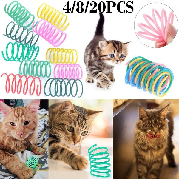 4/8/20pcs Kitten Cats Toys Wide Durable Heavy Gauge Colorful Springs ...