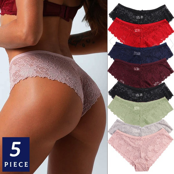 Sexy Transparent Panties For Women Embroidered Lace Lady Thongs In