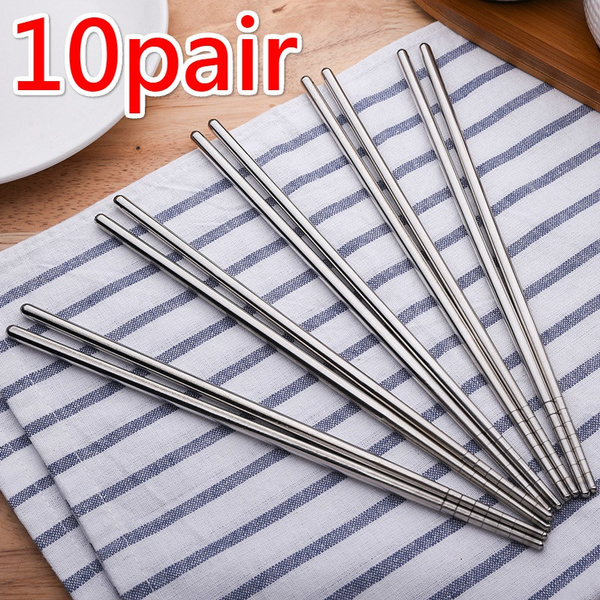 10 Reusable Non-Slip Stainless Steel Chopsticks 