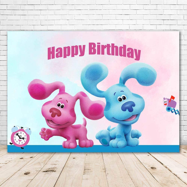 Blues Clues Backdrop for Baby Shower Happy Birthday Blues Clues and Magenta Birthday Decorations for Party Cake Table Banner Photo Background