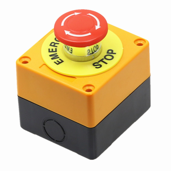 1PCS Plastic Shell Red Sign Push Button Switch DPST Mushroom Emergency ...