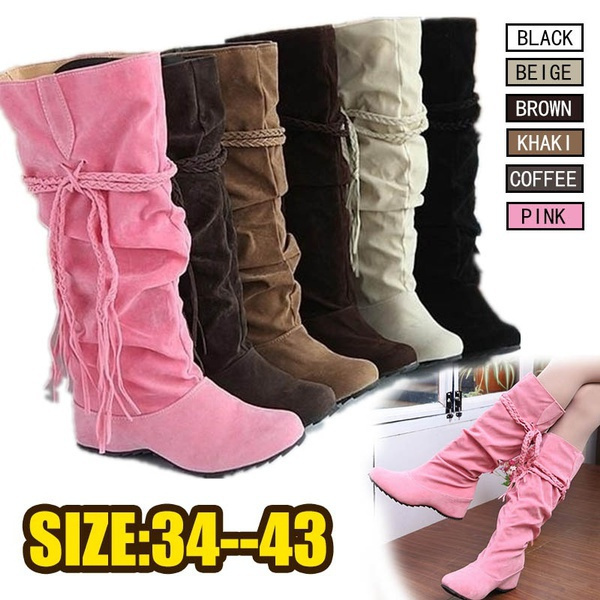 Otoño Invierno Moda para mujer Zapatos causales Botas medias de gamuza Botas  largas Botas Martin Tallas grandes 34-43 | Wish