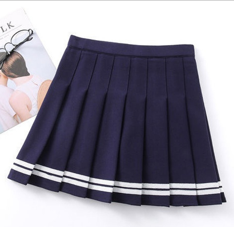 Women´s Pleated Mini Skirt, Fashion High Waist Striped School Uniform A ...