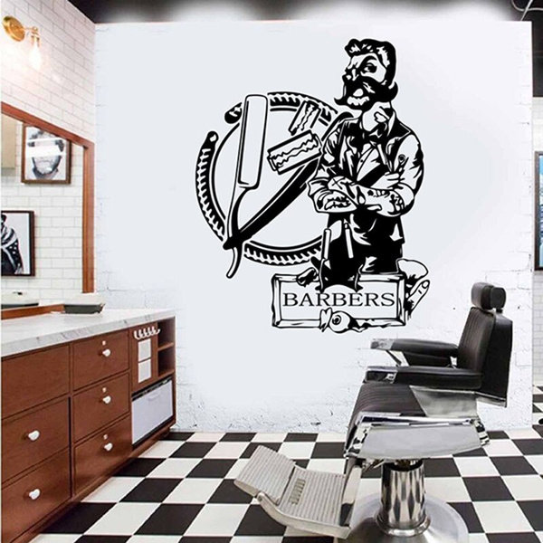 Large Barber Shop Tattoo Hipster Window Wall Sticker Hairdress Hair Salon  Barber Shop Glass Wall Decal Tattoo Barber Vinyl | Wish