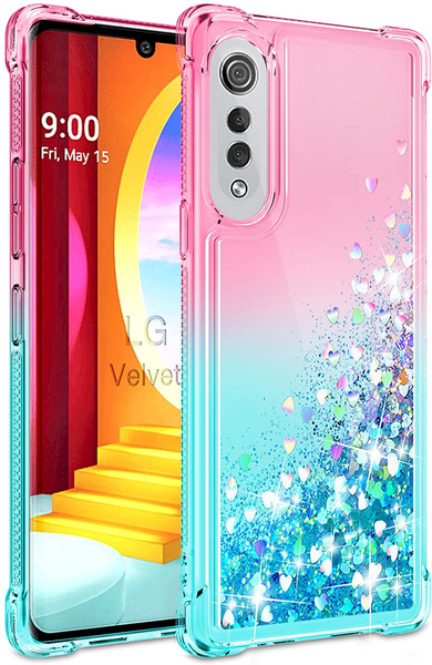 LG Velvet Case, LG Velvet 5G Phone Case Screen Protector for Girls Women, Cute Clear Gradient Glitter Liquid TPU Slim Phone Case for LG Velvet | Wish