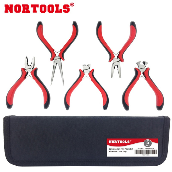 NORTOOLS 5 PCS Combination Mini Pliers Set with Dual Color Grip Cutting  Tools Set for Jewelry Arts Mechanical Work Small Electronics Repair