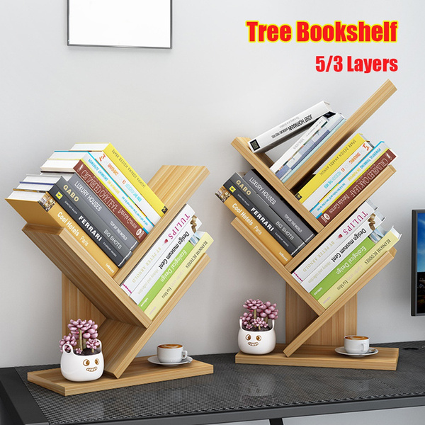 3 5 Layers Wooden Bookcases Tabletop, Small Tabletop Bookcase