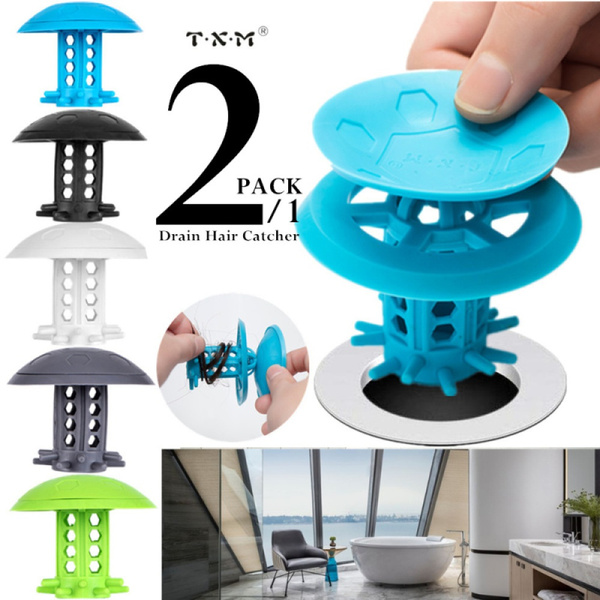 2/1PCS TXM Drain Hair Catcher Tub Shower Drain Protector Sink Drain  Strainer,2 in 1 Bathtub Drain Protector for Shower