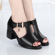 Summer, Fashion, thickheel, Hollow-out