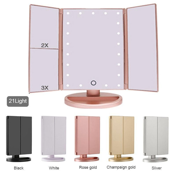 Makeup Mirror 1x/2x/3x Magnification Vanity Mirror with 21 LED Lights with Adjustable Touch