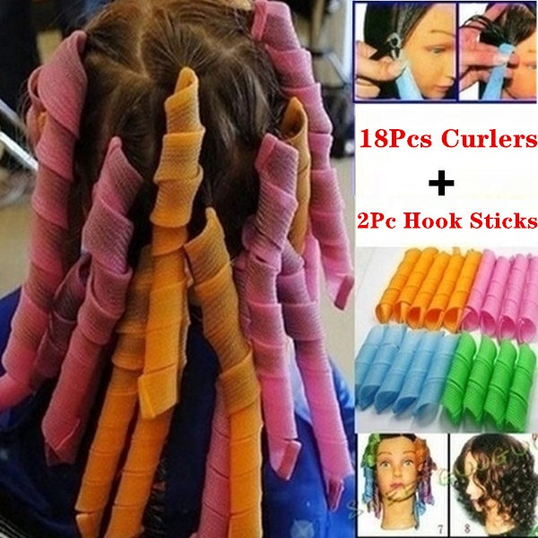 18Pcs/Set Magic Leverage DIY Hair Rollers Curlers Spiral Circle No Heat  Hair Curling Wand Safety Hair Styling Tool for Women | Wish