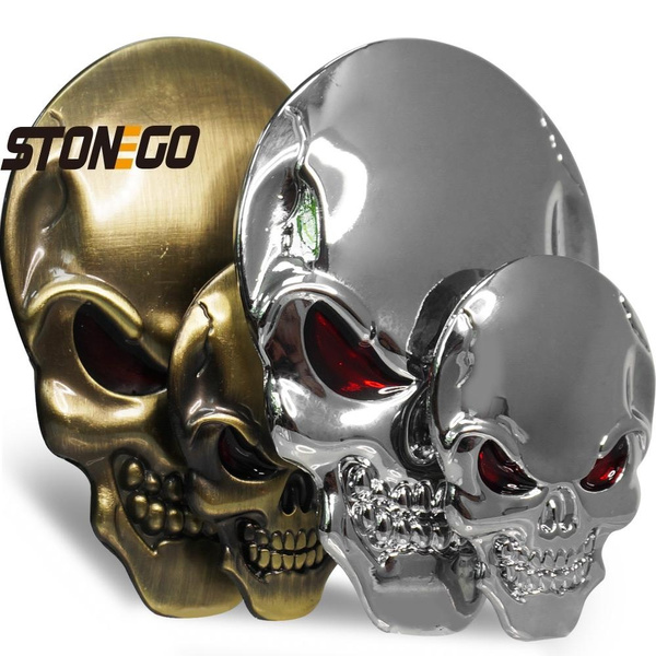 3D Metal Skull Bone Auto Car Decor Emblem Badge Sticker Decal Unique Silver