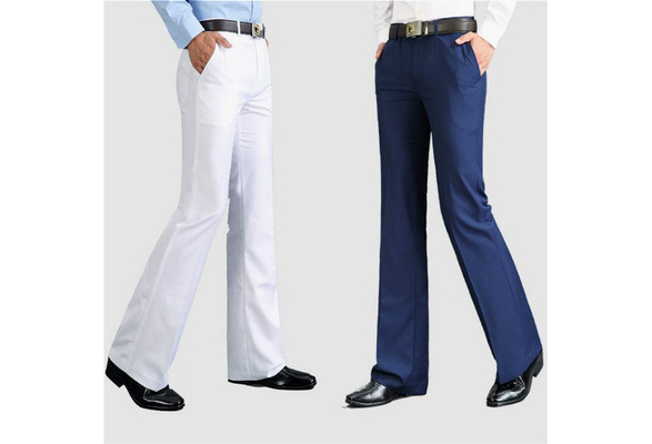 Men Bell Bottom Bootcut Pants Vintage Flare Formal Dress Trousers Business  Slim Fit