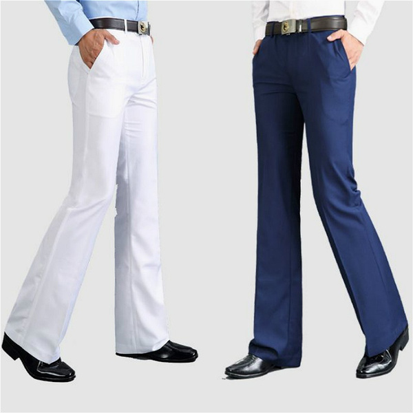 HAORUN Men Bell Bottom Pants 60s 70s Vintage Flare Formal Dress Trousers Slim Fit 