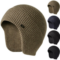 Men Winter Knitted Wool Beani Hat Earmuff Ear Protector Warm Thermal ...