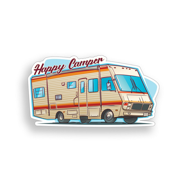 Happy Camper Sticker Old RV Recreational Vehicle Trailer Car Window ...